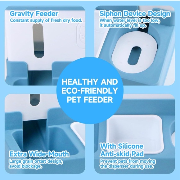 Gravity Dog Feeder and Cat Feeder Set, 3.8L Gravity Food and Water Dispenser Set - Picture 4 of 5